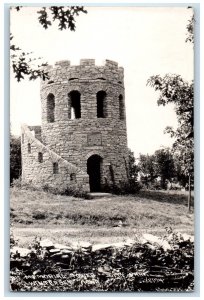 c1940's View Of Memorial Tower City Park Winterset Iowa IA RPPC Photo Postcard