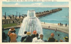 Cleveland Ohio Euclid Beach Park Fountain Pier 1929 Photo Postcard 13650