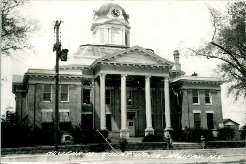 Vtg Postcard RPPC 1940s Halifax North Carolina NC halifax County Court House UNP