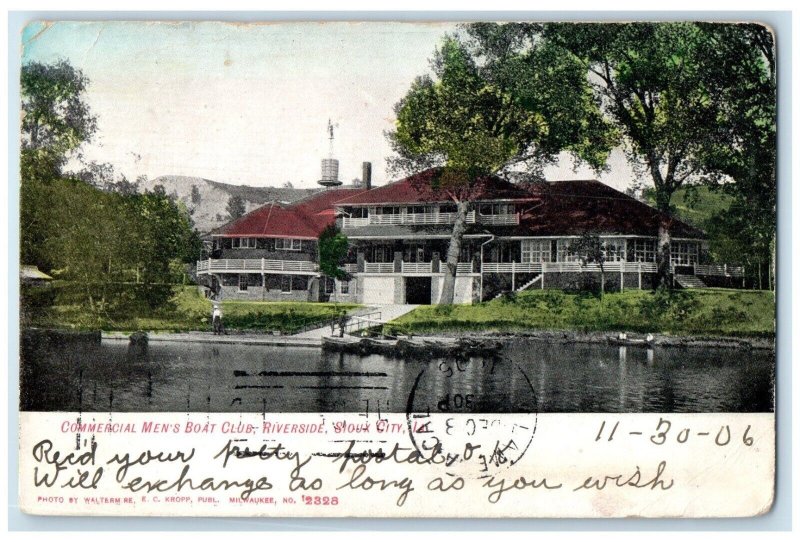 1905 Commercial Men's Boat Club Riverside Exterior Sioux City Iowa IA Postcard