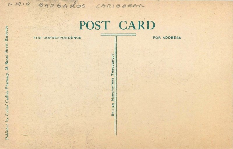 Postcard C-1910 Caribbean Barbados Broad Street Birdseye Autos Collins FR24-245