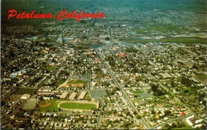 Petaluma California Aerial View Postcard UNP VTG Mike Roberts Unused Vintage 