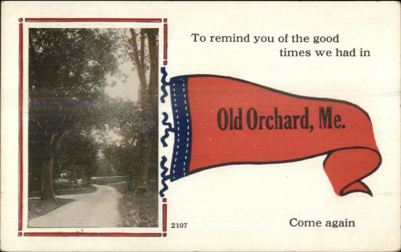 Old Orchard ME Pennant Greeting c1910 Postcard