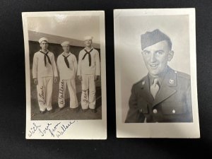 Navy Sailor RPPC Vintage WWII Naval Photo Postcard 1940's Lot of 2