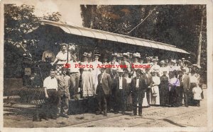 IA, Davenport? Iowa, RPPC, Street Car Trolley with Group of People, WC Hayes