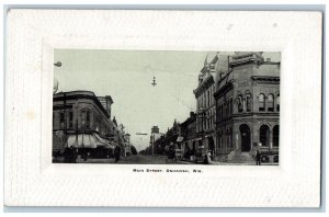 Oshkosh Wisconsin WI Postcard Main Street Building Scene 1908 Posted Antique