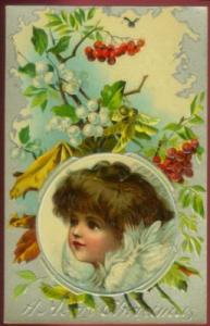 LOVELY ANTIQUE CHRISTMAS POSTCARD ANGEL CHERUB C 1910