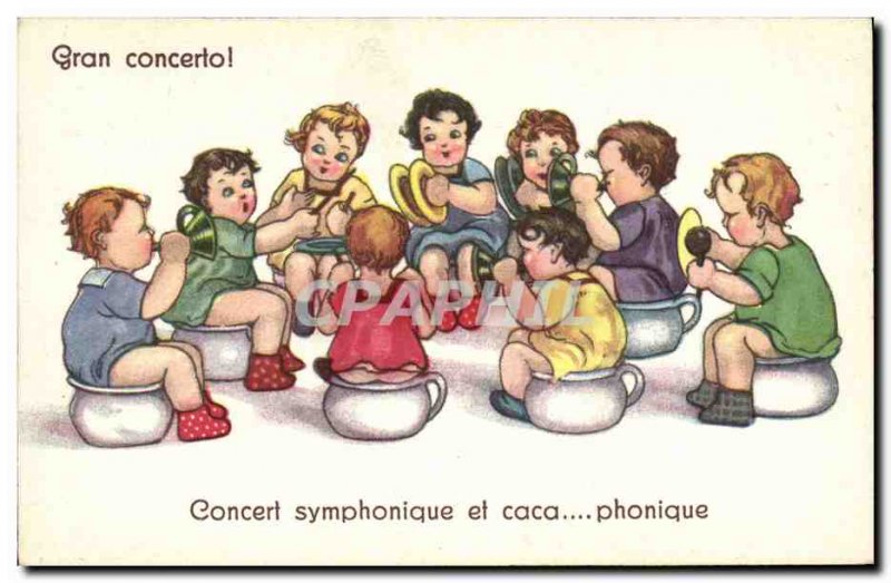 Old Postcard Fantasy Children Child Bebe Symphony concert and sound poo