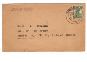 India to New York Cover, Book Post George VI Stamp