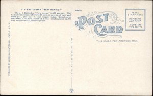US BATTLESHIP New Mexico c1920 Postcard