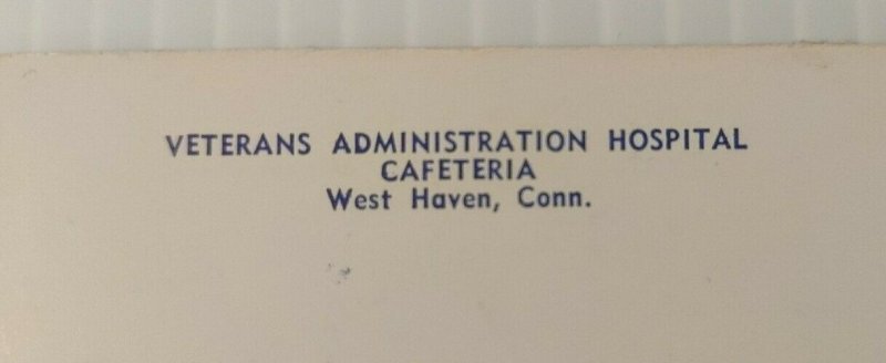 Vintage Postcard Veteran Administration Hospital Cafeteria West Haven Conn  428