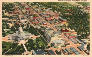 Vintage Postcard 1942 Aeroplane View Of Topeka Kansas Palmer News Co.