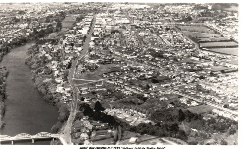 Vintage Postcard Aerial View Hamilton New Zealand NZ National Publicity RPPC