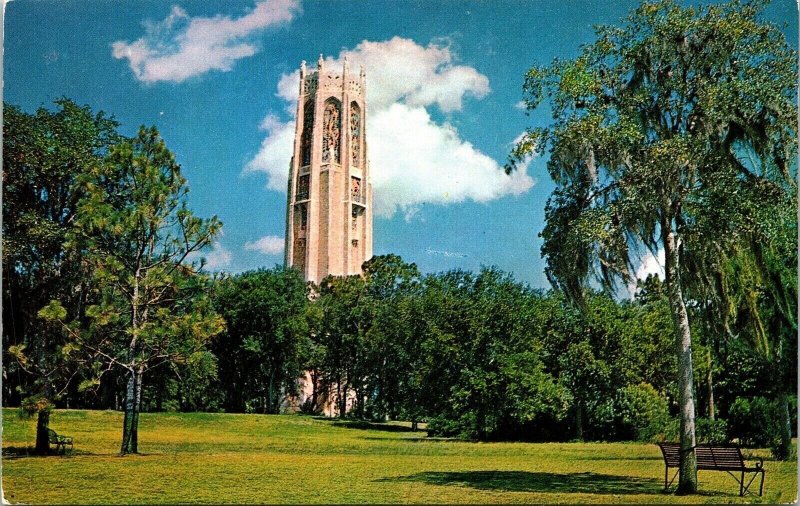 Mountain Lake Singing Tower Florida FL Postcard Plastichrome VTG UNP Vintage 