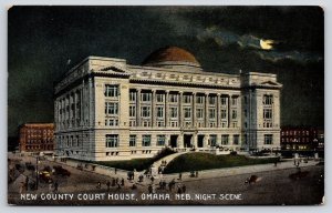 Omaha NE~Court House in Moonlight~Klopp & Bartlett Co Salesman WH Metcalfe~1911