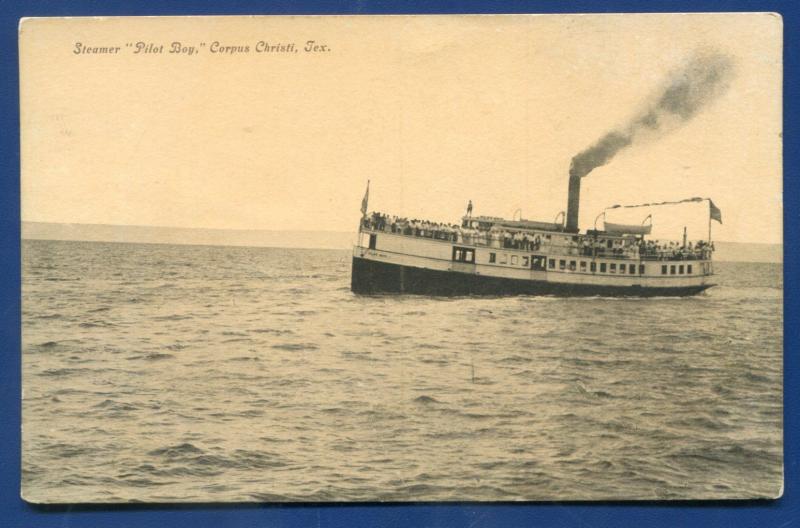 Corpus Christi Texas tx Steamer Pilot Boy bay old postcard