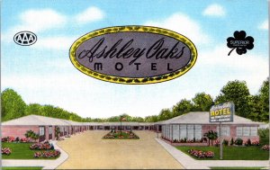 Linen Postcard Ashley Oaks Motel on U.S. 41 in Valdosta, Georgia