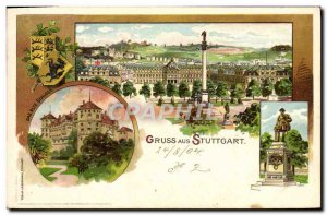 Old Postcard Illustrator Gruss aus Stuttgart