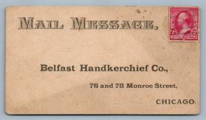 CHICAGO IL MONROE STREET BELFAST HANDKERCHIEF CO. ANTIQUE POSTCARD MAIL MESSAGE