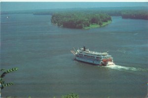 Delta Queen Turtle Island Mississippi River near Hannibal Missouri Vtg Postcard