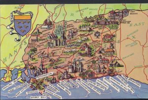 Cartography Postcard - Map Showing Sussex  MB1442