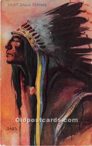 Chief Eagle Feather by L Peterson Indian Unused 
