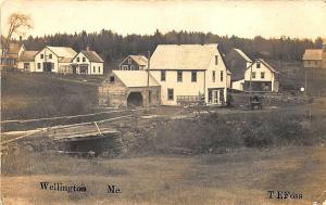 Wellington ME Dirt Main Street View Wooden Bridge Signed T. E. Foss RP Postcard