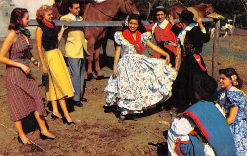 Gauchos and girls perform folk dance in local costume Buenos Aires Argentina ...