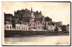 Postcard Old Amboise Castle seen from Island