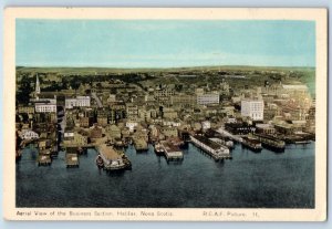 c1952 Halifax Nova Scotia Canada Postcard Aerial View Business Section Exterior