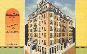 Cawthon Hotel Mobile Alabama linen postcard