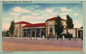 VINTAGE POSTCARD ENTRANCE TO THE BROOKFIELD ZOON CHICAGO ILLINOIS