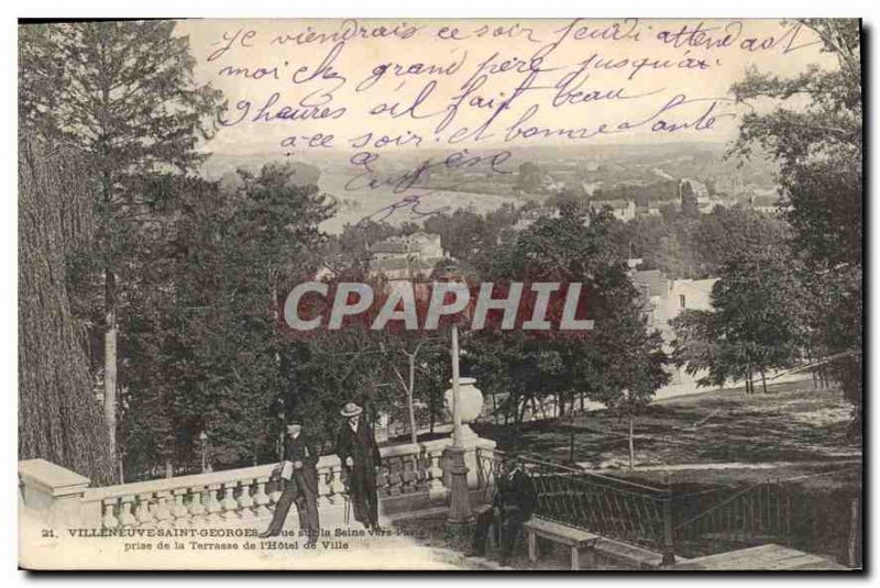 Old Postcard Villeneuve Saint Georges S and O View on the Seine to Paris take...