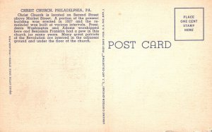 Philadelphia PA-Pennsylvania, Christ Church Red Brick Religious Postcard c1930