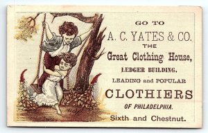 1880s PHILADELPHIA A.C. YATES & CO CLOTHING HOUSE VICTORIAN TRADE CARD P133