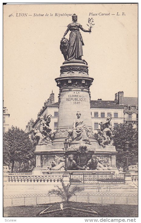 Statue De La Republique, Place Carnot, Lyon (Rhone), France, 1900-1910s