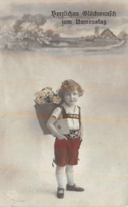 RPPC CHILD TANN SWITZERLAND STUDIO REAL PHOTO BIRTHDAY POSTCARD 1921