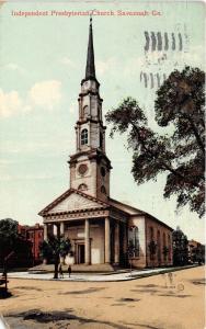 Savannah Georgia~Independent Presbyterian Church~Boys on Sidewalk~1910 Postcard