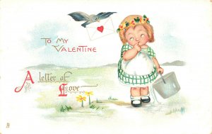 To My Valentine Pretty Girl Raphael Tuck Postcard