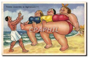 Postcard Old Humor All sets and slightly (strong women)