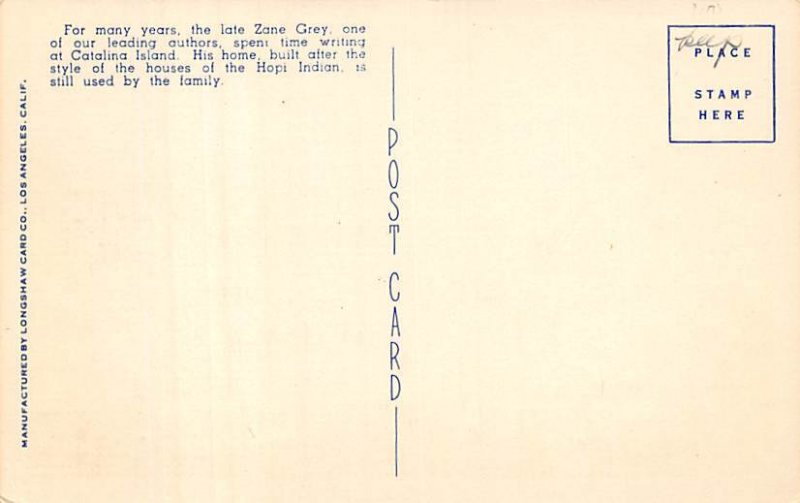 Zane Grey's Hopi Indian Home Santa Catalina Island California  