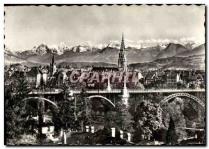 Modern Postcard Bern Blick auf und Alpen Kornhausbrücke