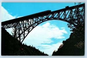 c1950's Hurricane Gulch Bridge The Alaska Railroad Locomotive Alaska AK Postcard