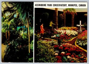 Assiniboine Park Conservatory Winnipeg Manitoba, 1974 Chrome Split View Postcard