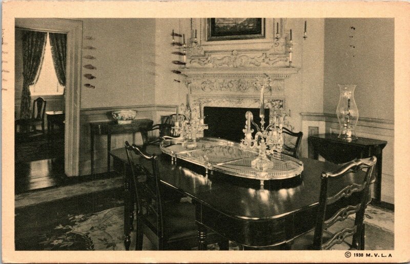 Dining Room Mount Vernon VA Virginia WB Postcard PM Cancel WOB Note VTG Vintage