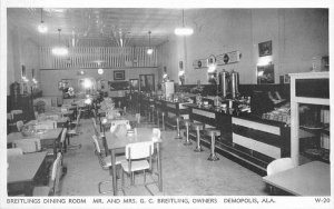 Breitling's Dining Room Demopolis Alabama #W-20 Globe Gloss Tone Postcard 10021