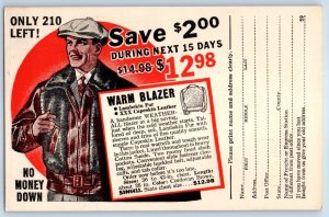 Warm Blazer Lambskin Fur Leather Advertising Spiegel Inc Chicago IL Postcard