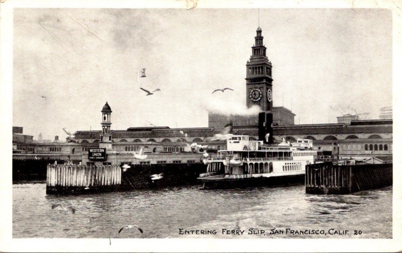 California San Francisco Ferry Entering Ferry Slip 1924