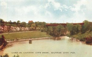 C-1910 City Park Lake Kansas City Missouri CW France Postcard 20-4923