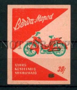 500714 HUNGARY BERVA motorcycle ADVERTISING Old match label